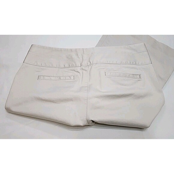 EXPRESS Women's Editor Light Khaki Trousers- Size 10 R Bootcut Pockets Dressy - Picture 9 of 11